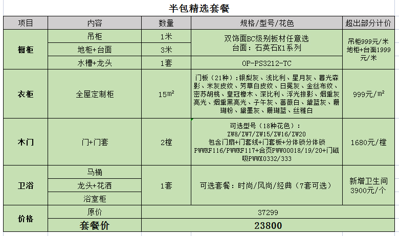 半包精選套餐